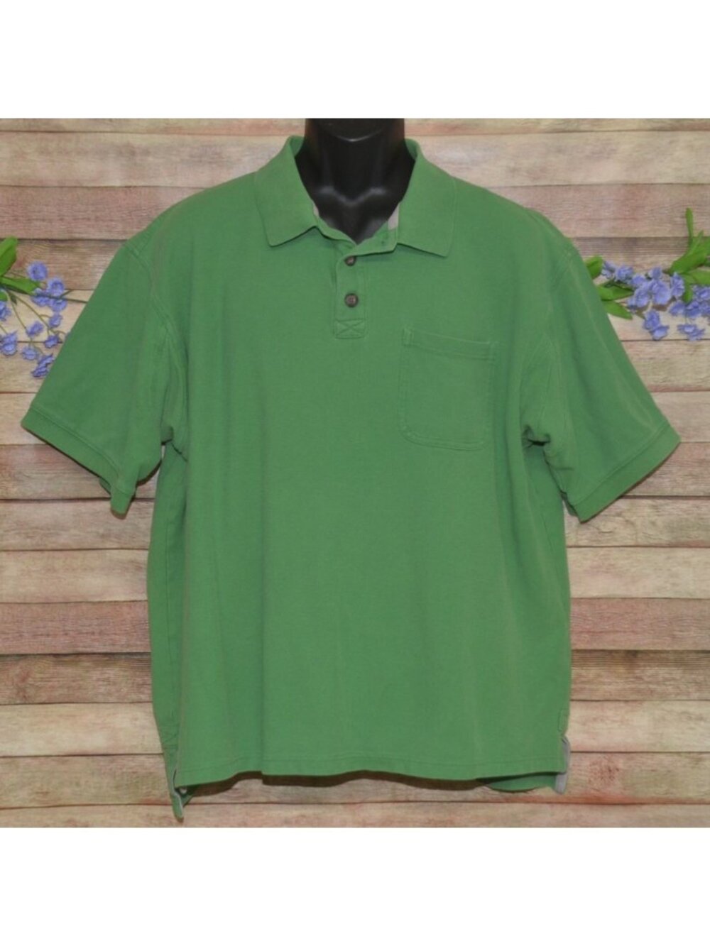 Duluth Trading Co Polo Shirt Mens XL Green 100% Cotton Pocket Short Sleeve